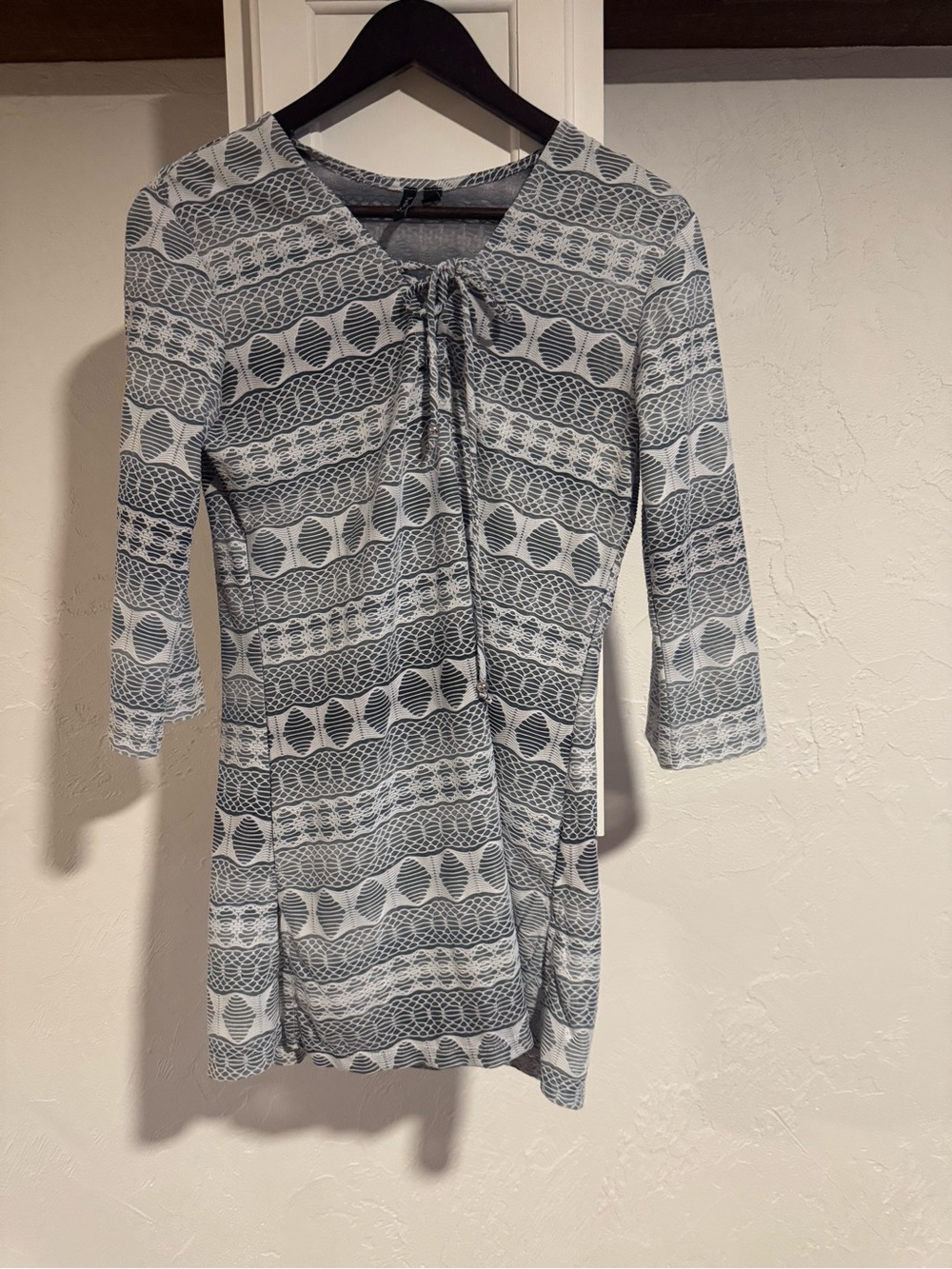 Blue /gray Lace Tie-Front Top portocruz beach cover up small women’s swimsuit